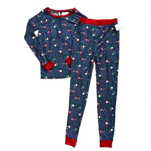 Jaclyn Kids Blue Christmas Pajama Set XL